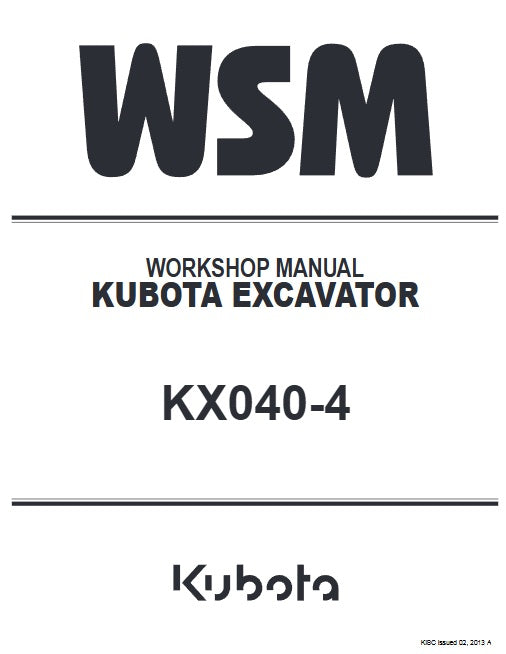 Kubota KX040-4 Excavator Pdf Repair Service Manual