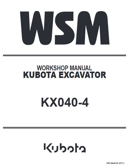 Kubota KX040-4 Excavator Pdf Repair Service Manual