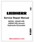 Liebherr A934C, A944C-HD, A954C-HD Litronic Hydraulic Excavator PDF Repair Service Manual