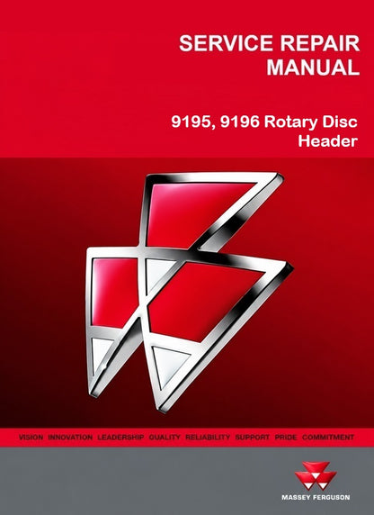 Massey Ferguson 9195, 9196 Rotary Disc Header Pdf Repair Service Manual