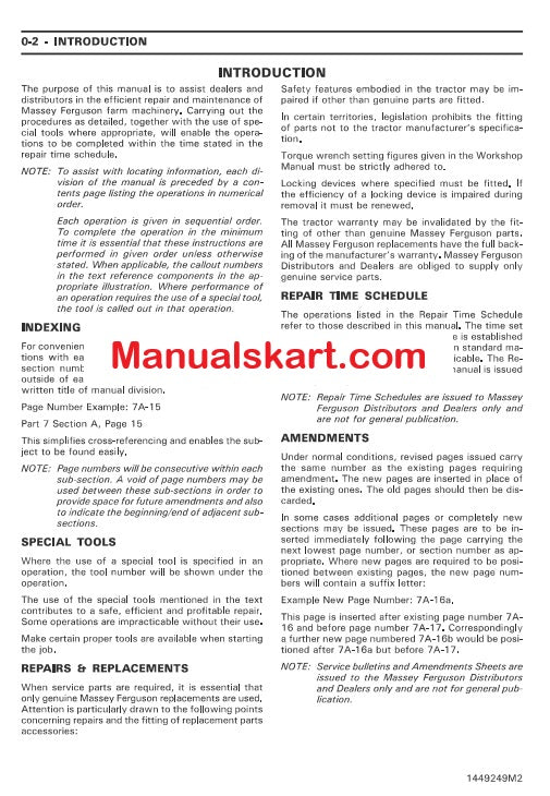 Massey Ferguson 1125, 1140, 1145, 1240, 1250, 1260 Compact Tractor Pdf Repair Service Manual