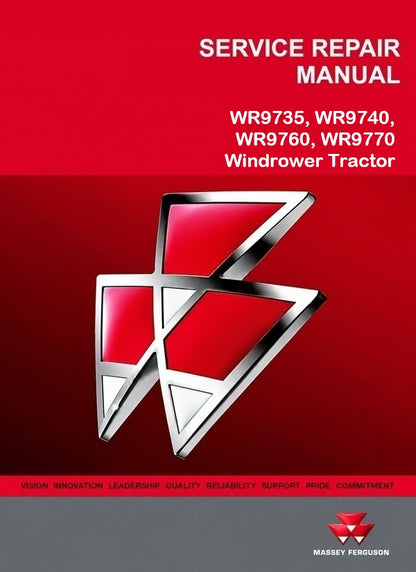 Massey Ferguson WR9735, WR9740, WR9760, WR9770 Windrower Tractor Pdf Repair Service Manual