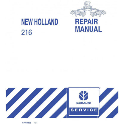 New Holland 216 Unitized Rake Basket Rake Pdf Repair Service Manual (p. Nb. 87049456)