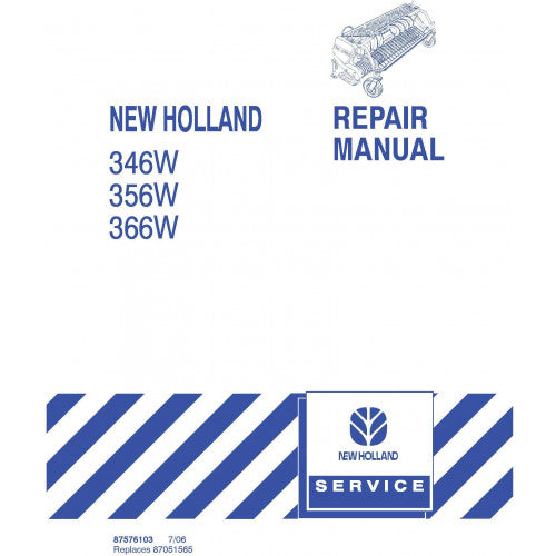 New Holland 346W, 356W, 366W Headers Sp Forage Pickup Pdf Repair Service Manual (p. Nb. 87576103)