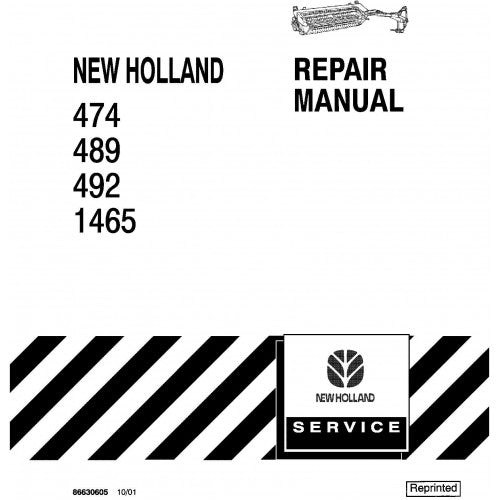 New Holland 474, 489, 492, 1465 Mower Conditioner Pdf Repair Service Manual (p. Nb. 86630605)