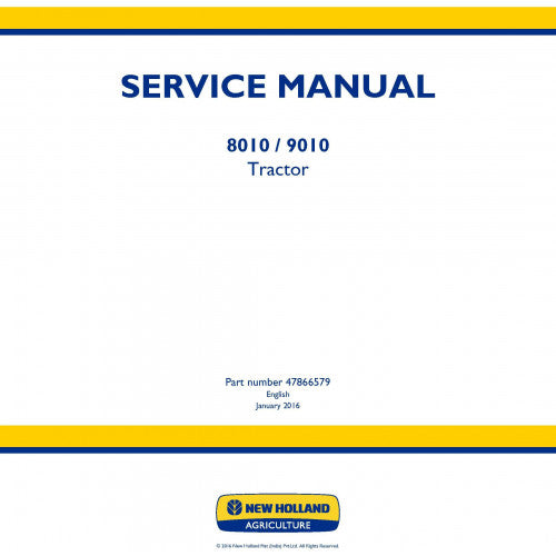 New Holland 8010, 9010 Tractor Pdf Repair Service Manual (p. Nb. 47866579)