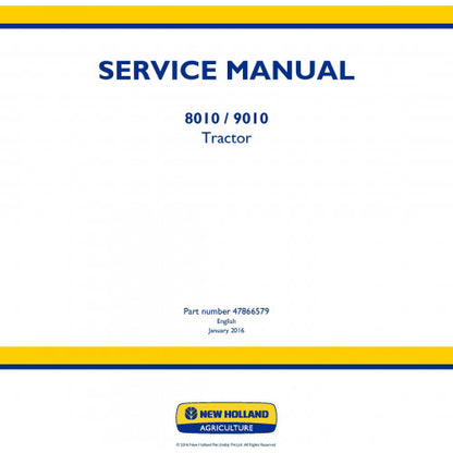 New Holland 8010, 9010 Tractor Pdf Repair Service Manual (p. Nb. 47866579)