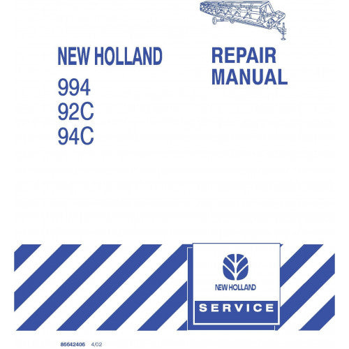 New Holland 994, 92C, 94C Headers Grain Belt Pdf Repair Service Manual (p. Nb. 86642406)