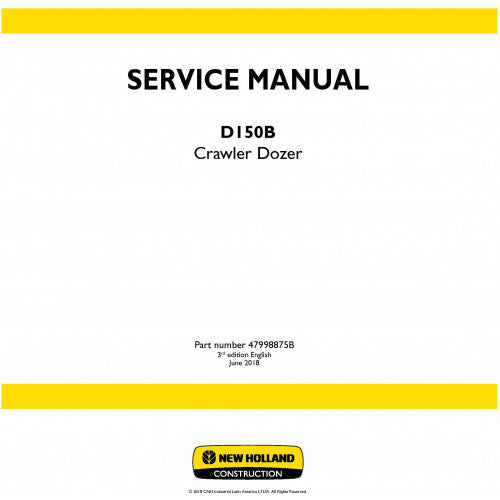 New Holland D150B Crawler Dozer Pdf Repair Service Manual (p. Nb. 47998875)