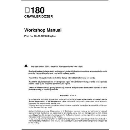 New Holland D180 Crawler Dozer Pdf Repair Service Manual (p. Nb. 60413522) 2
