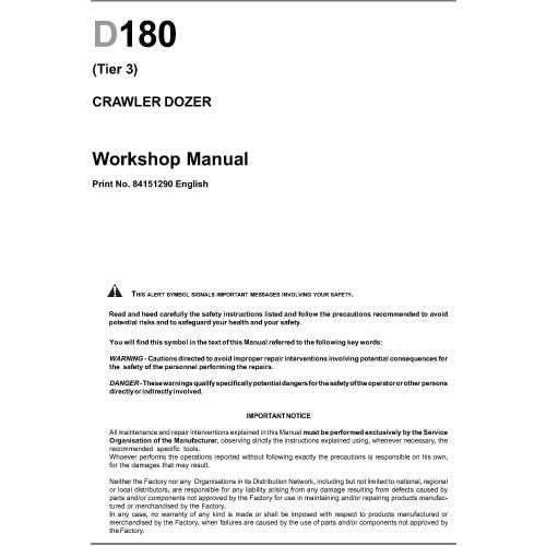 New Holland D180 Crawler Dozer Pdf Repair Service Manual (p. Nb. 84151290) 2