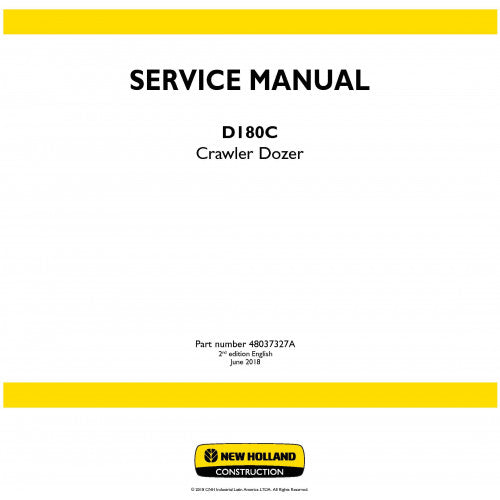New Holland D180C Crawler Dozer Pdf Repair Service Manual (p. Nb. 48037327)