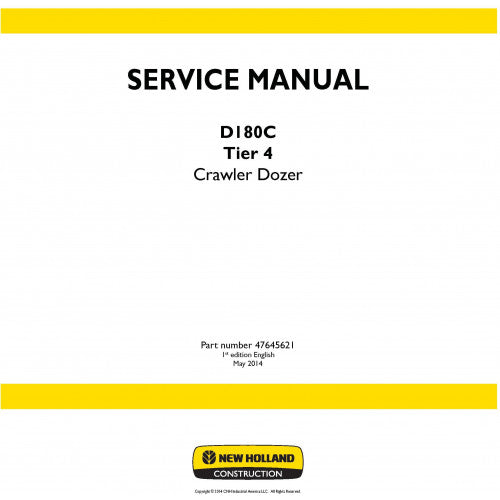 New Holland D180C Crawler Dozer Pdf Repair Service Manual (p. Nb. 47645621)