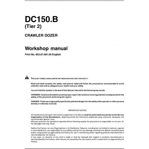 New Holland DC150.B Crawler Dozer Pdf Repair Service Manual (p. Nb. 6036708100)