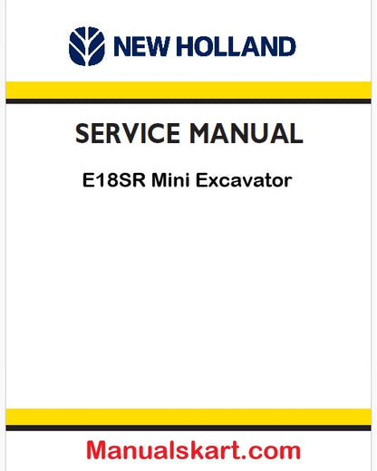 New Holland E18SR Mini Excavator Pdf Repair Manual (p. Nb. 84345202)