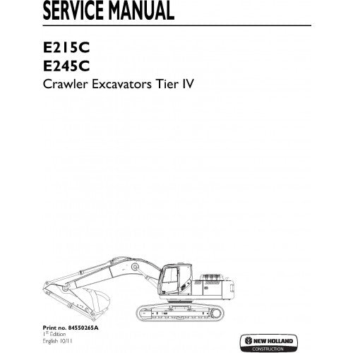 New Holland E215C Crawler Excavator Pdf Repair Service Manual (p. Nb. 84550265a)