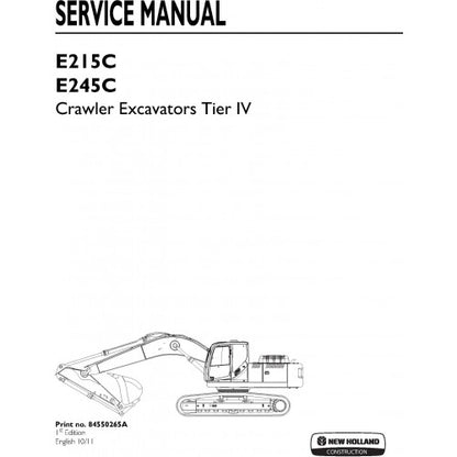 New Holland E215C Crawler Excavator Pdf Repair Service Manual (p. Nb. 84550265a)