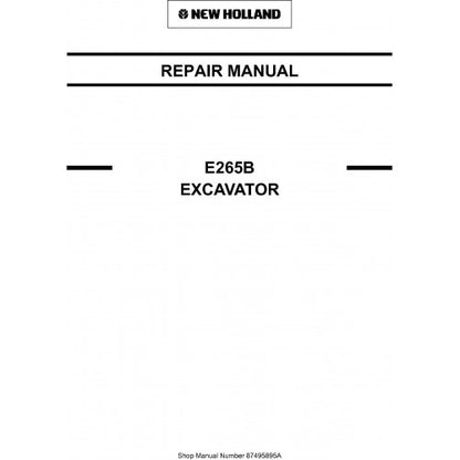 New Holland E265B Crawler Excavator Pdf Repair Service Manual (p. Nb. 87495895a)