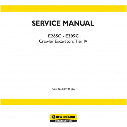 New Holland E265C Crawler Excavator Pdf Repair Service Manual (p. Nb. 84394849a)