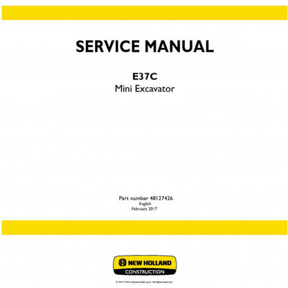 New Holland E37C Mini Excavator Pdf Repair Service Manual (p. Nb. 48127426)