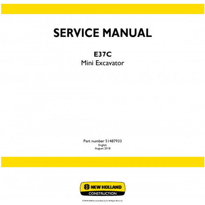 New Holland E37c Mini Excavator Pdf Repair Service Manual (p. Nb. 51487933)