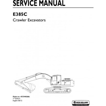 New Holland E385c Crawler Excavator Pdf Repair Service Manual (P. Nb. 47374920a)