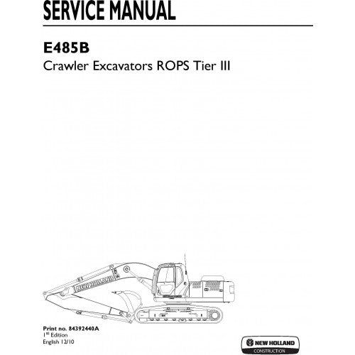 New Holland E485B Crawler Excavator Pdf Repair Service Manual (p. Nb. 84392440a)