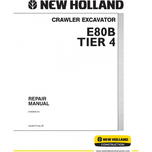 New Holland E80B Crawler Excavator Pdf Repair Service Manual Na (p. Nb. 87480998)