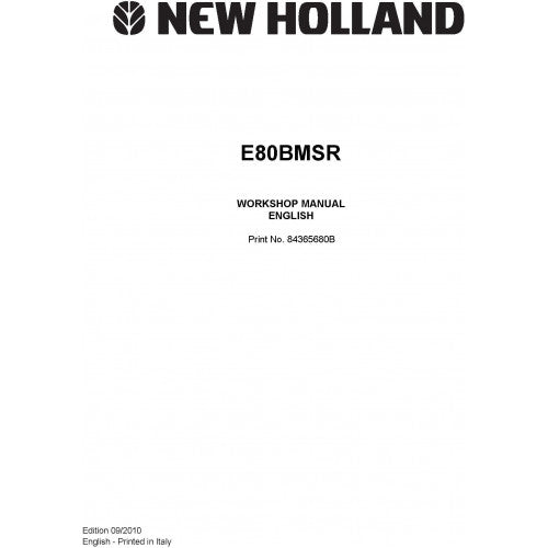 New Holland E80BMSR Crawler Excavator Pdf Repair Service Manual (p. Nb. 84365680b)