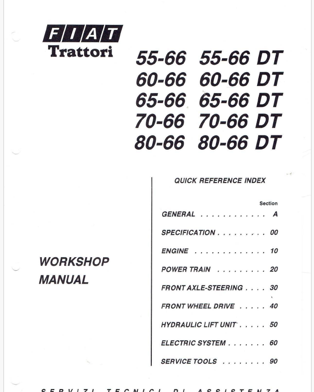 New Holland FIAT 55-66, 60-66, 65-66, 70-66, 80-66 and DT Tractor Service Manual
