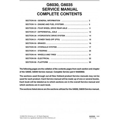 New Holland G6030, G6035 Commercial Mower Pdf Repair Service Manual (p. Nb. 84203602)