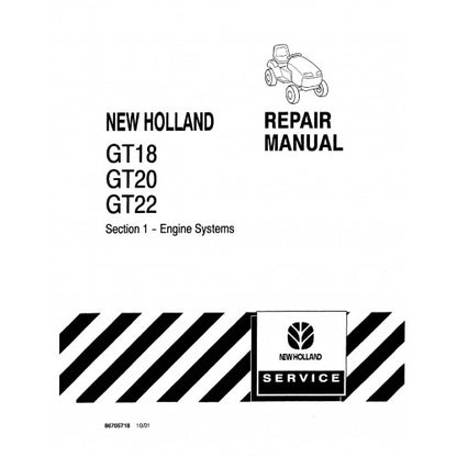 New Holland GT18, GT20, GT22 Garden Tractor Pdf Repair Service Manual (p. Nb. 86620471)