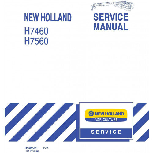 New Holland H7460, H7560 Discbine Disc Mower Conditoner Pdf Repair Service Manual (p. Nb. 84207371)