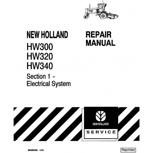 New Holland HW300, HW320, HW340 Speedrower Self-propelled Windrower Pdf Repair Service Manual (p. Nb. 86589299)