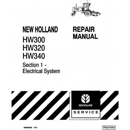 New Holland HW300, HW320, HW340 Speedrower Self-propelled Windrower Pdf Repair Service Manual (p. Nb. 86589299)