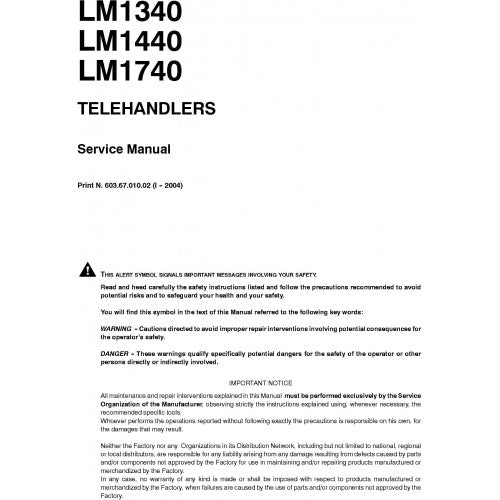 New Holland LM1340, LM1440, LM1740 Telehandlers Pdf Repair Service Manual (p. Nb. 6036701002) 2