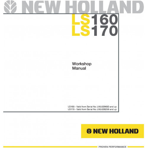 New Holland LS160, LS170 Skid Steer Loader Pdf Repair Service Manual (p. Nb. 6041360701)