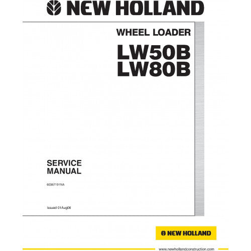 New Holland LW50B LW80B Wheel Loader Pdf Repair Service Manual (p. Nb. 60367191)