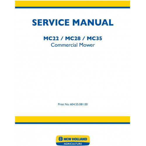 New Holland MC22, MC28, MC35 Commercial Mower Pdf Repair Service Manual (P. Nb. 6045508100)