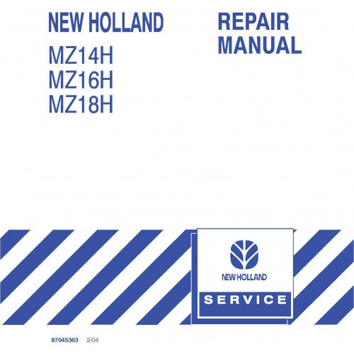 New Holland MZ14H, MZ16H, MZ18H Zero Turn Radius Mower Pdf Repair Service Manual (p. Nb. 87045363)