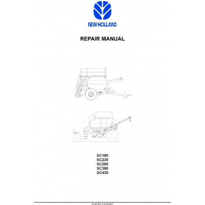 New Holland SC180, SC230, SC260, SC380, SC430 Air Cart Pdf Repair Service Manual (p. Nb. 87367201)