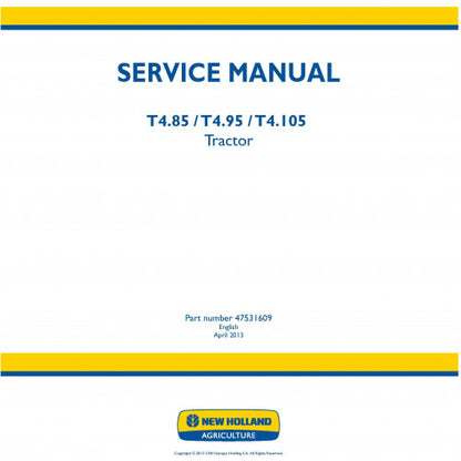 New Holland T4.85, T4.95, T4.105 Tractor Pdf Repair Service Manual