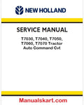 New Holland T7030, T7040, T7050, T7060, T7070 Tractor Auto Command Cvt Pdf Repair Service Manual (p. Nb. 84172771)