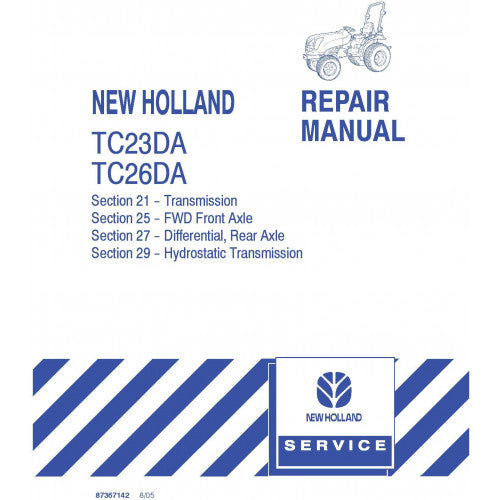 New Holland TC23DA, TC26DA Compact Tractors Pdf Repair Service Manual (p. Nb. 87367140)