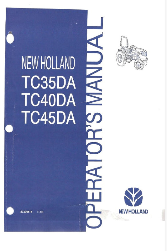 New Holland TC35DA, TC40DA, TC45DA Compact Tractor Pdf Operator's Manual