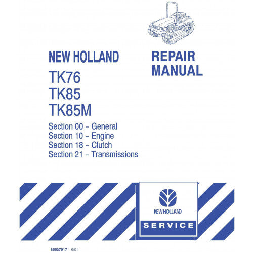 New Holland TK76 TK85 TK85M Crawler Tractor Pdf Repair Service Manual (p. Nb. 86637916)