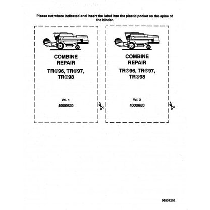 New Holland TR96, TR97, TR98 Combine Pdf Repair Service Manual (p. Nb. 40009630)