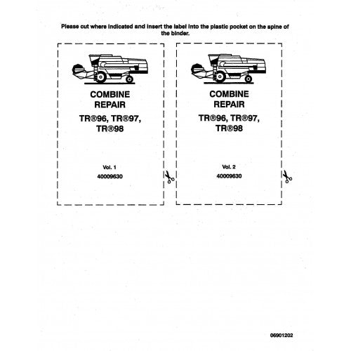 New Holland TR96, TR97, TR98 Combine Pdf Repair Service Manual (p. Nb. 40009630)