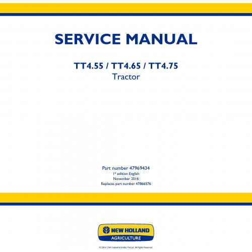 New Holland TT4.55, TT4.65, TT4.75 Tractor Pdf Repair Service Manual (p. Nb. 47969434)