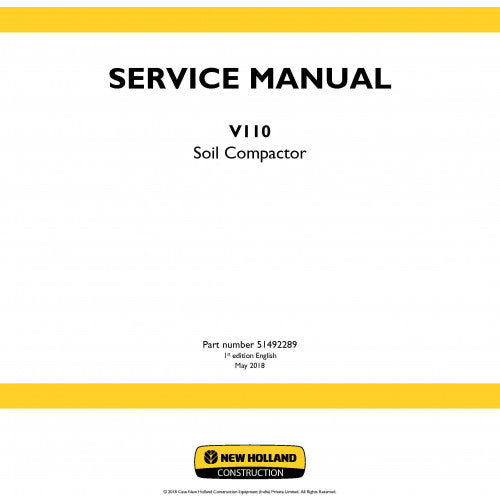 New Holland V110 Soil Compactor Pdf Repair Service Manual (p. Nb. 51492289)
